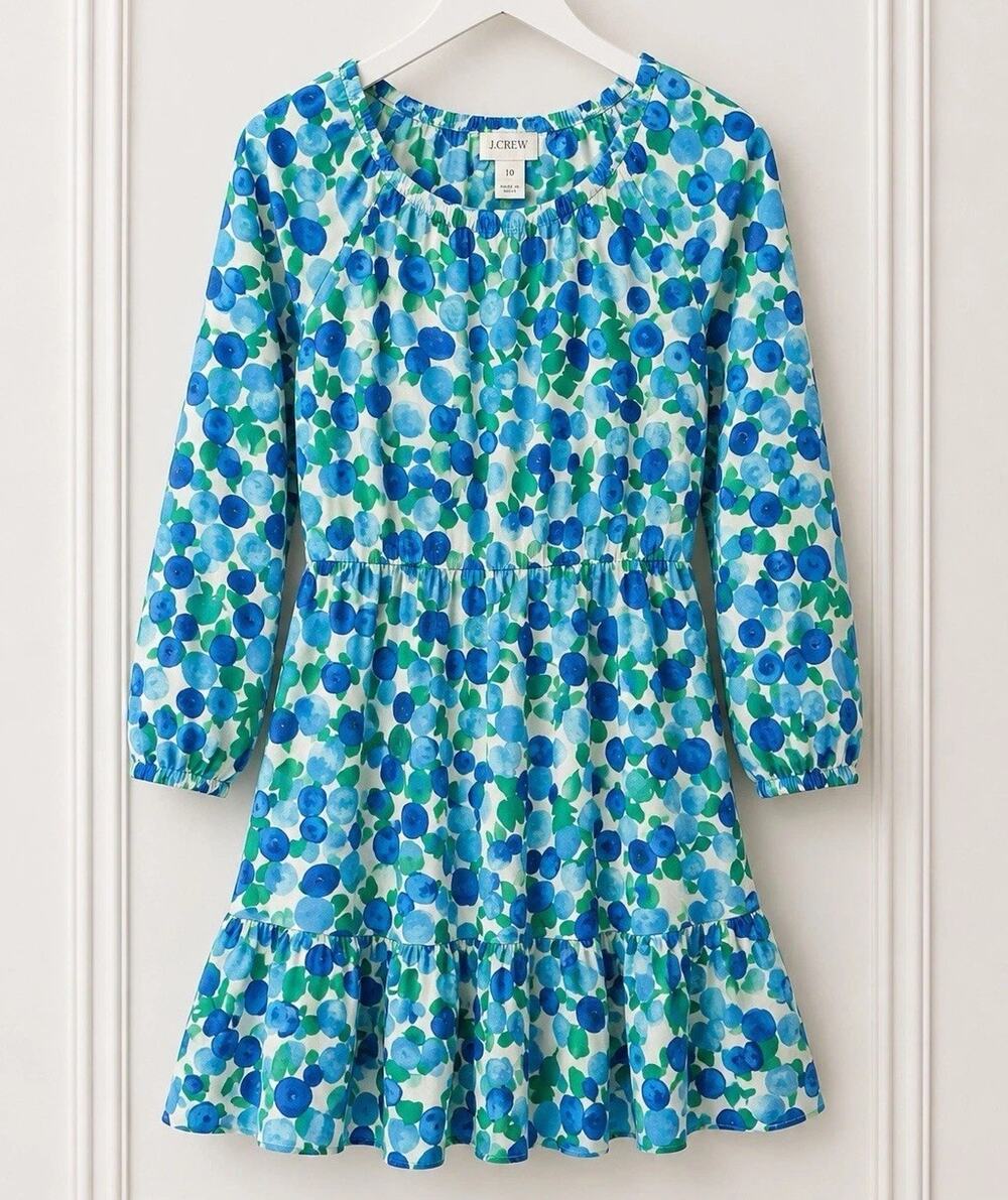 NWT $110 J Crew 10 Blueberry Scoop Floral Tiered Ruffle Mini Dress Long Sleeved